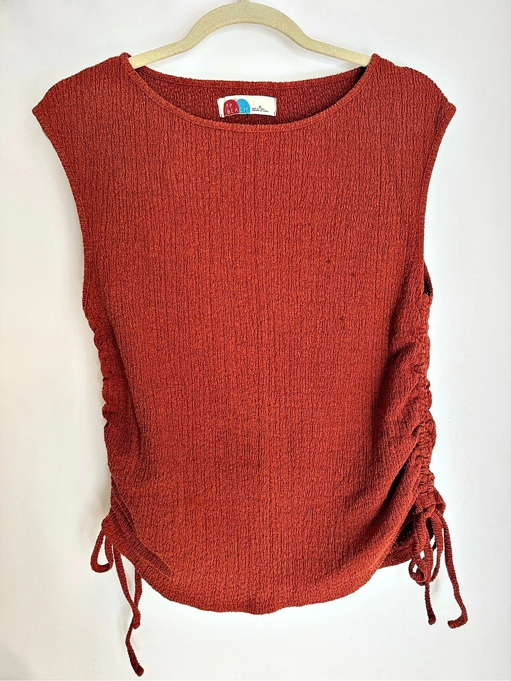 Free People Beach Ruched Side-Tie Tank Top in Red Size XS Like New